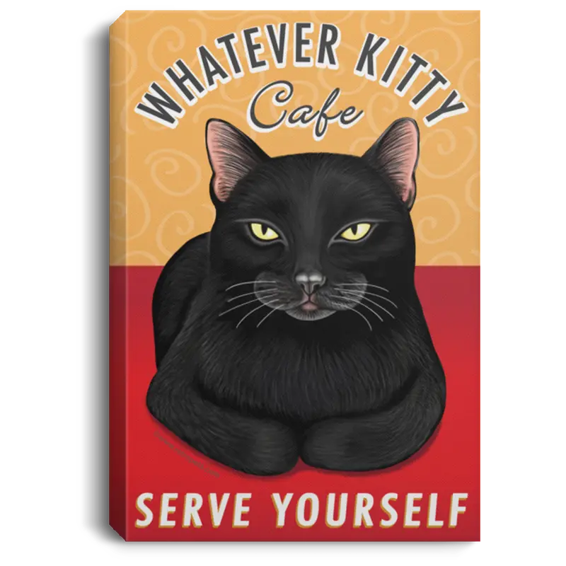 Whatever Kitty Cafe Art Print On Gallery-Wrapped Canvas 1