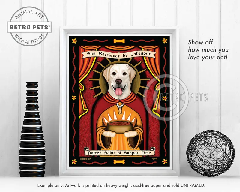 Yellow Labrador Retriever Art Print – 'Patron Saint Of Supper Time' By Krista Brooks 1