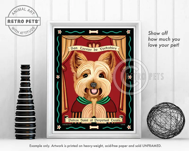 Yorkshire Terrier Saint Of Perpetual Treats Art Print By Krista Brooks – Charming Canine Portrait 1