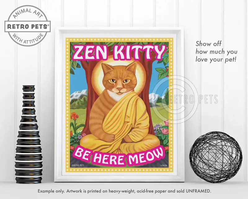 Zen Kitty: Calm & Contemplative Cat Art Print By Krista Brooks 1