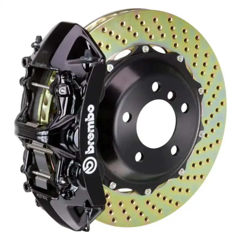 Brembo Front Gt Big Brake Kit For 2005–2011 Slk55 Amg (R171) – 6-Piston Calipers, 380X32Mm Drilled Black Rotors 1