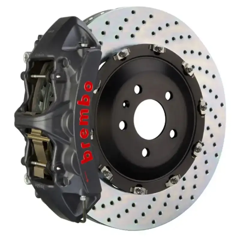 Brembo Gts Big Brake Kit – Front, 6-Piston Calipers, 380X34Mm Drilled 2-Piece Rotors (Black Finish) 1