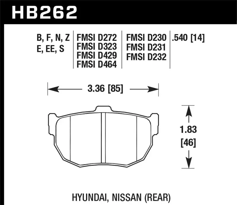 Hawk Performance Hb262S.540 Ht-10 High-Temperature Brake Pads – 0.540" Thickness 1