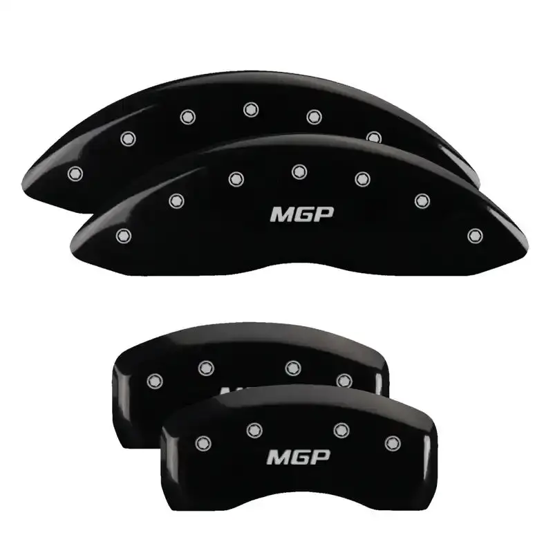 Mgp 4-Piston Caliper Covers – Engraved Front & Rear Set, Black Finish With Silver Accents 1