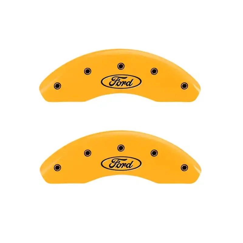 Mgp Engraved Front Caliper Covers – Ford Oval Logo, Yellow Accent Finish On Black Base 1