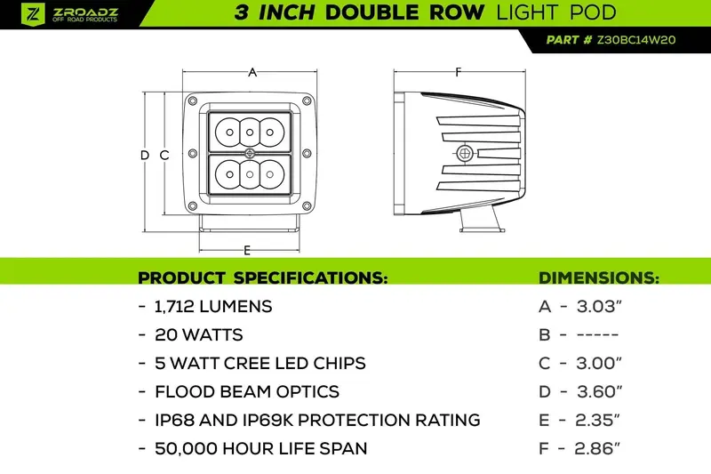 Zroadz Z364941-Kit2 Off-Road Driving Light Kit – Complete Mounting Hardware Included 1